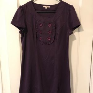 Purple dress with bibbed collar detail